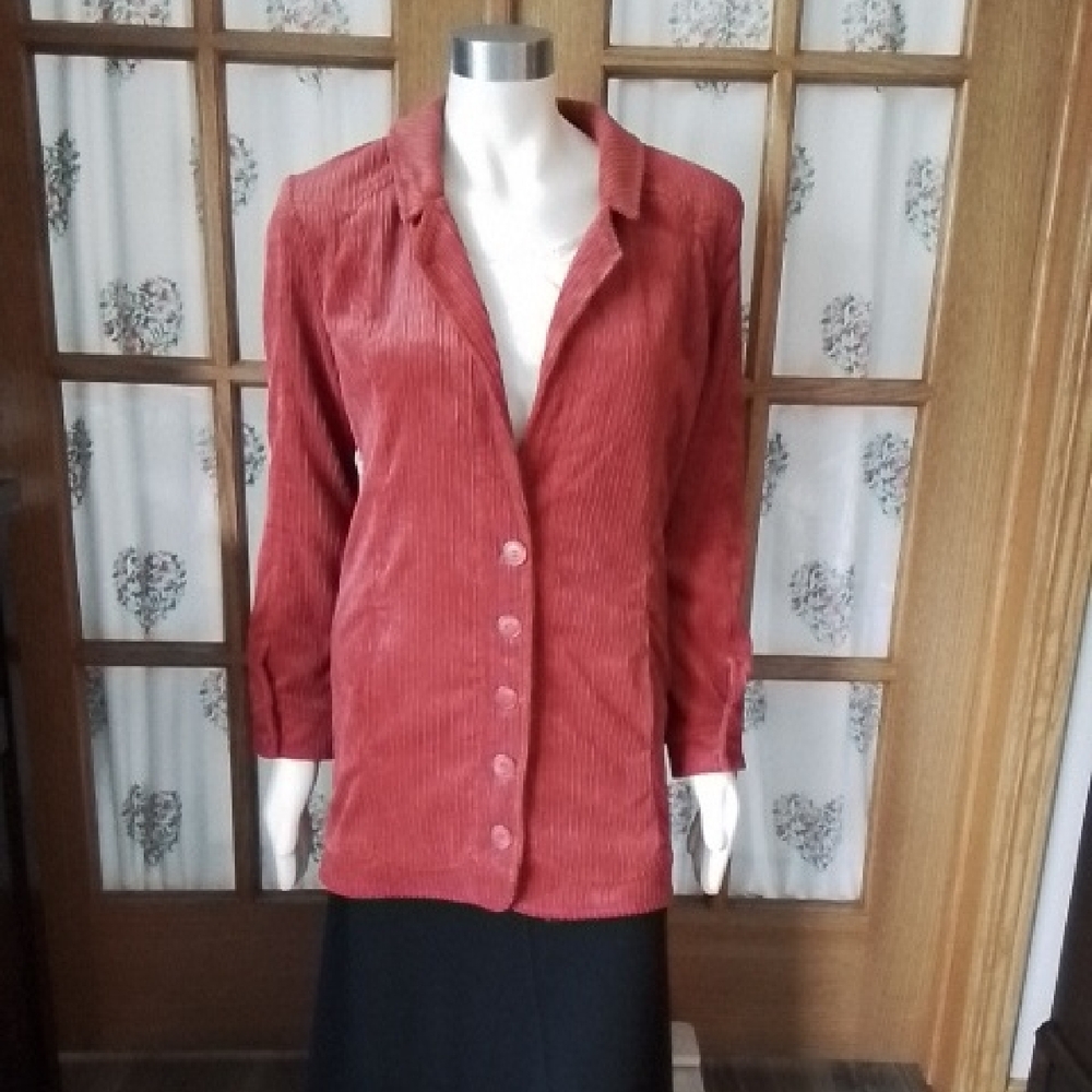 For Love&Lemons Deep Coral/Light Rust, Fully-lined Corduroy Jacket, Size XS.